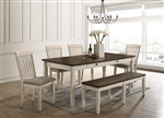 Fedele 7 Piece Dining Room Set in Weathered Oak & Cream Finish by Acme - 77190