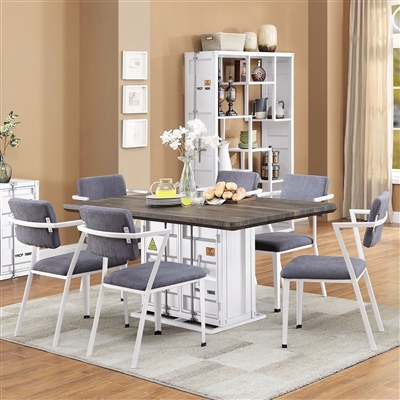 Cargo 7 Piece Dining Room Set in Antique Walnut & White Finish by Acme - 77880
