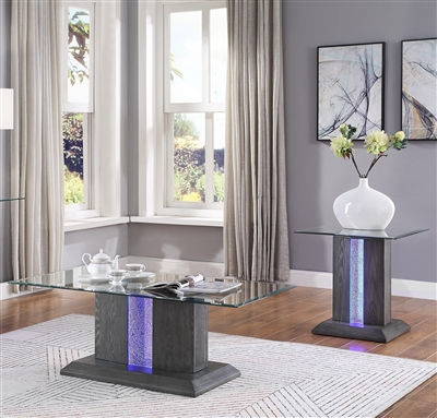Bernice 3 Piece Occasional Table Set in Gray Oak & Clear Glass Finish by Acme - 80670-S