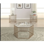 Oaklie 3 Piece Occasional Table Set in Champagne & Clear Glass Finish by Acme - 81240-S