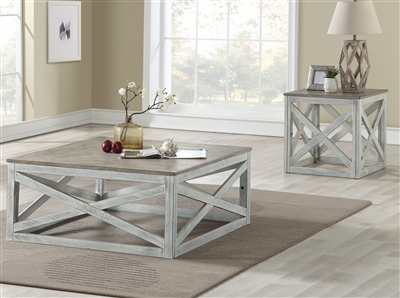 Avianna 3 Piece Occasional Table Set in Gray Oak & Antique White Finish by Acme - 81265-S