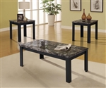 Carly 3 Piece Occasional Table Set in Faux Marble & Black Finish by Acme - 81404-S