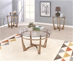 Orlando II 3 Piece Occasional Table Set in Champagne & Clear Glass Finish by Acme - 81610-S