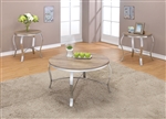 Malai 3 Piece Occasional Table Set in Weathered Light Oak & Chrome Finish by Acme - 81705-S