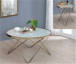 Valora 3 Piece Occasional Table Set in Champagne & Frosted Glass Finish by Acme - 81825-S