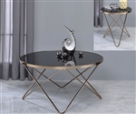 Valora 3 Piece Occasional Table Set in Champagne & Black Glass Finish by Acme - 81830-S