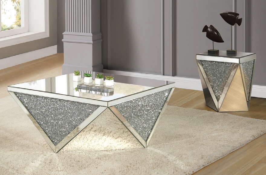 Nie 3 Piece Occasional Table Set In, Mirrored Coffee Table Set Of 3