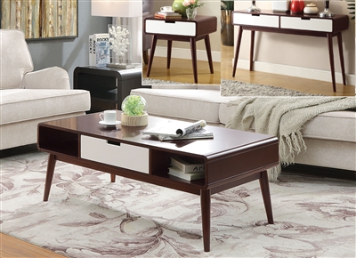 Christa 3 Piece Occasional Table Set in Espresso & White Finish by Acme - 82850-S