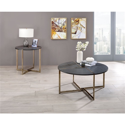 Bromia 3 Piece Occasional Table Set in Black & Champagne Finish by Acme - 83005-S