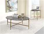 Tainte 3 Piece Occasional Table Set in Faux Marble & Champagne Finish by Acme - 83475-S