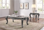 Ariadne 3 Piece Occasional Table Set in Marble Top & Platinum Finish by Acme - 85345-S