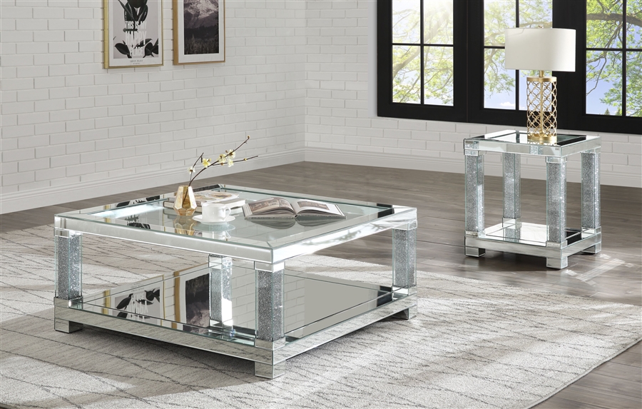 Nie 3 Piece Occasional Table Set In, Mirrored Coffee Table Set Of 3