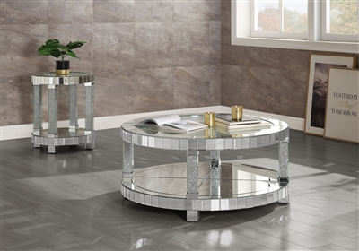 Fafia 3 Piece Occasional Table Set in Mirrored & Faux Gems Finish by Acme - 88025-S