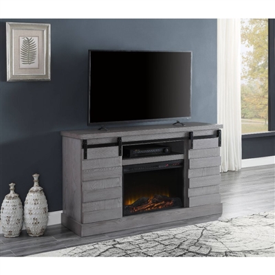 Amrita 59 Inch TV Console w/Fireplace in Gray Oak Finish by Acme - 91616