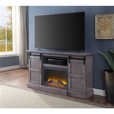 Admon 63 Inch TV Console w/Fireplace in Gray Oak Finish by Acme - 91618