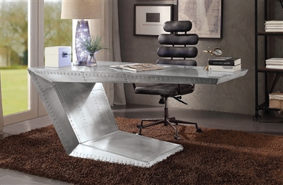 Brancaster Executive Home Office Desk in Aluminum Finish by Acme - 92025