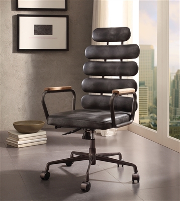 Calan Office Chair in Vintage Black Top Grain Leather Finish by Acme - 92107