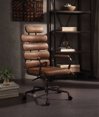 Calan Office Chair in Retro Brown Top Grain Leather Finish by Acme - 92108