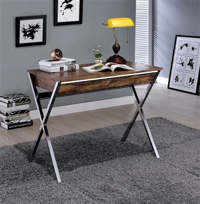 Callers Executive Home Office Desk in Weathered Oak & Chrome Finish by Acme - 92340