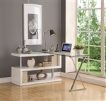Buck Executive Home Office Desk in White High Gloss & Clear Glass Finish by Acme - 92368