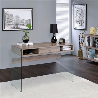 Armon Executive Home Office Desk in Gray Oak & Clear Glass Finish by Acme - 92372