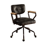 Hallie Office Chair in Vintage Black Top Grain Leather Finish by Acme - 92411