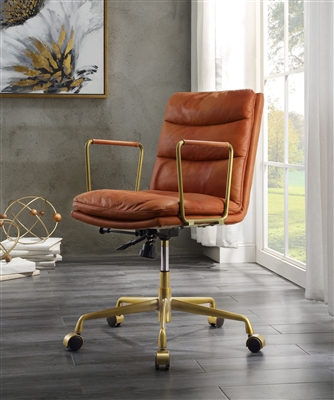 Dudley Office Chair in Rust Top Grain Leather Finish by Acme - 92498