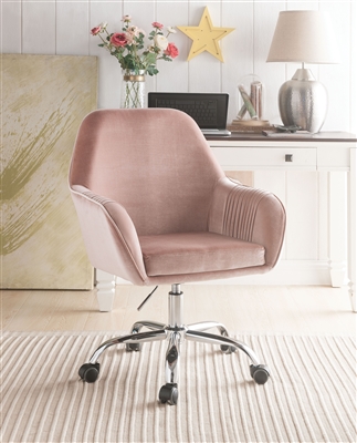 Eimer Office Chair in Peach Velvet & Chrome Finish by Acme - 92504