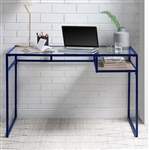 Yasin Executive Home Office Desk in Blue & Glass Finish by Acme - 92586
