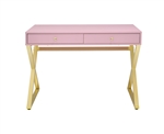 Coleen Executive Home Office Desk in Pink & Gold Finish by Acme - 92612