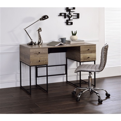 Desirre Executive Home Office Desk in Rustic Oak & Black Finish by Acme - 92640
