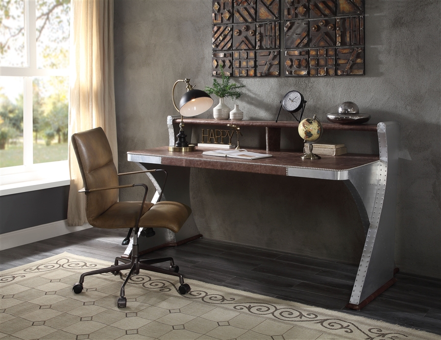 Brancaster Executive Home Office Desk in Retro Brown Finish by Acme - 92857