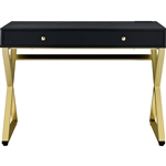 Coleen Executive Home Office Desk in Black & Brass Finish by Acme - 93050