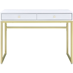 Coleen Executive Home Office Desk in White & Brass Finish by Acme - 93052