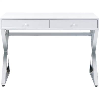 Coleen Executive Home Office Desk in White & Chrome Finish by Acme - 93060