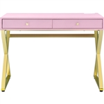 Coleen Executive Home Office Desk in Pink & Gold Finish by Acme - 93062