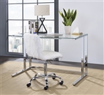 Tyrese Executive Home Office Desk in Clear Glass & Chrome Finish by Acme - 93100