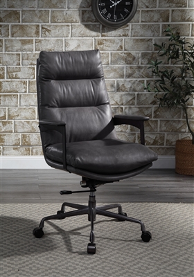 Crursa Office Chair in Gray Top Grain Leather Finish by Acme - 93170