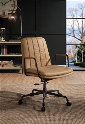 Eclarn Office Chair in Rum Top Grain Leather Finish by Acme - 93174