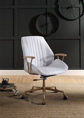 Argrio Office Chair in Vintage White Top Grain Leather Finish by Acme - 93241