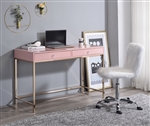 Ottey Executive Home Office Desk in Pink High Gloss & Gold Finish by Acme - 93545