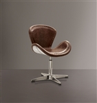 Brancaster Accent Chair in Retro Brown Top Grain Leather & Aluminum Finish by Acme - 96554