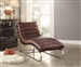 Qortini Chaise in Vintage Dark Brown Top Grain Leather & Stainless Steel Finish by Acme - 96670