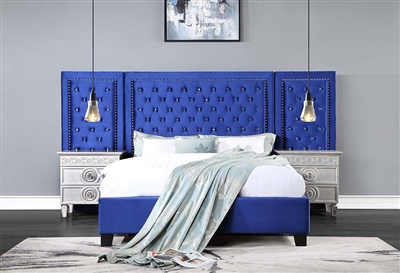 Damazy Bed in Blue Velvet Finish by Acme - BD00973Q
