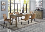 Abiram 7 Piece Dining Room Set in Brown PU & Rustic Oak Finish by Acme - DN01028