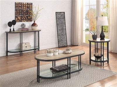 Brantley 3 Piece Occasional Table Set in Oak & Sandy Black Finish by Acme - LV00751-S