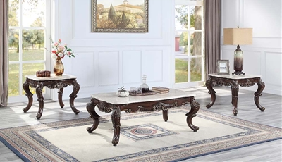 Benbek 3 Piece Occasional Table Set in Marble & Antique Oak Finish by Acme - LV00812-S