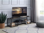 Idella 59 Inch TV Console in Rustic Oak & Black Finish by Acme - LV00888