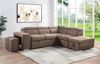 Acoose Sectional Sofa in Brown Fabric Finish by Acme - LV01025