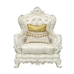 Adara Chair in White PU & Antique White Finish by Acme - LV01226